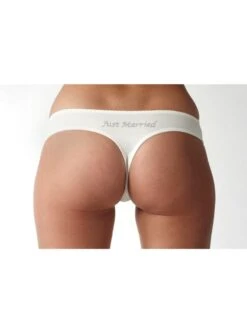 Poirier Gladde String Opdruk Just Married Strass 3126