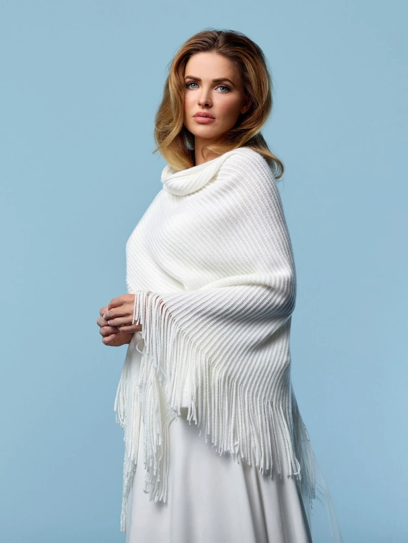 Poirier Gebreide Stola Ivoor S 161 4 Poirier Gebreide Stola Ivoor S 161 - Afbeelding 2