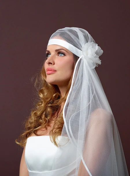 Vintage Sluier Met Bloem S101-120/1 Poirier 3 Vintage Sluier Met Bloem S101-120/1 Poirier