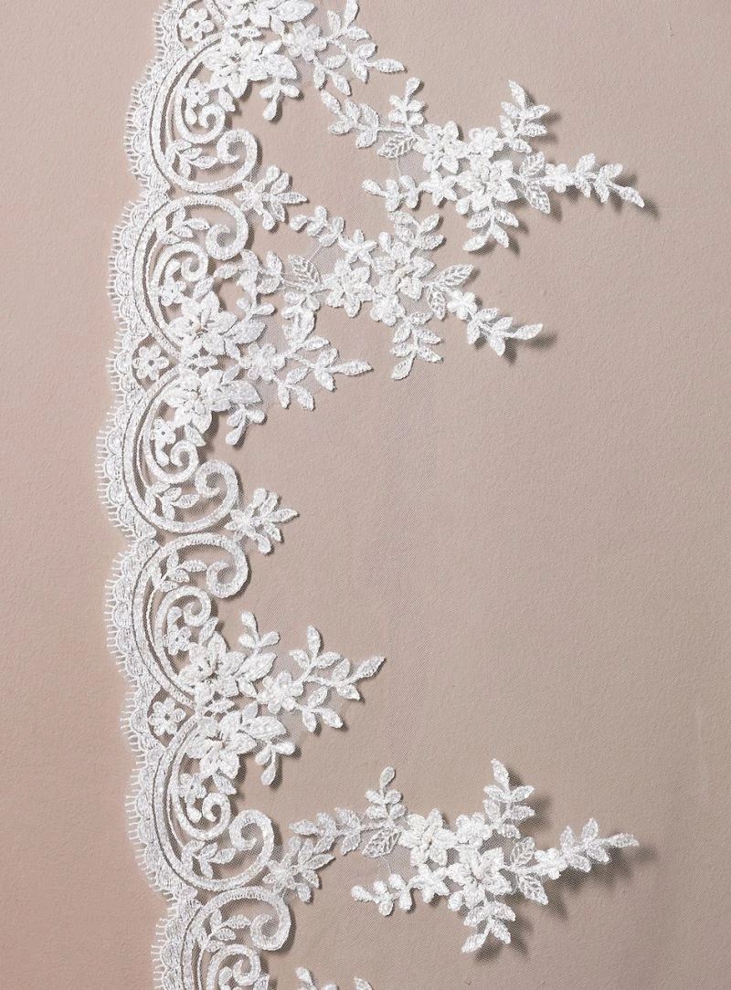 Sluier Met Italiaanse Kant S115-300/1/MED | Poirier 5 Sluier Met Italiaanse Kant S115-300/1/MED | Poirier - Afbeelding 3