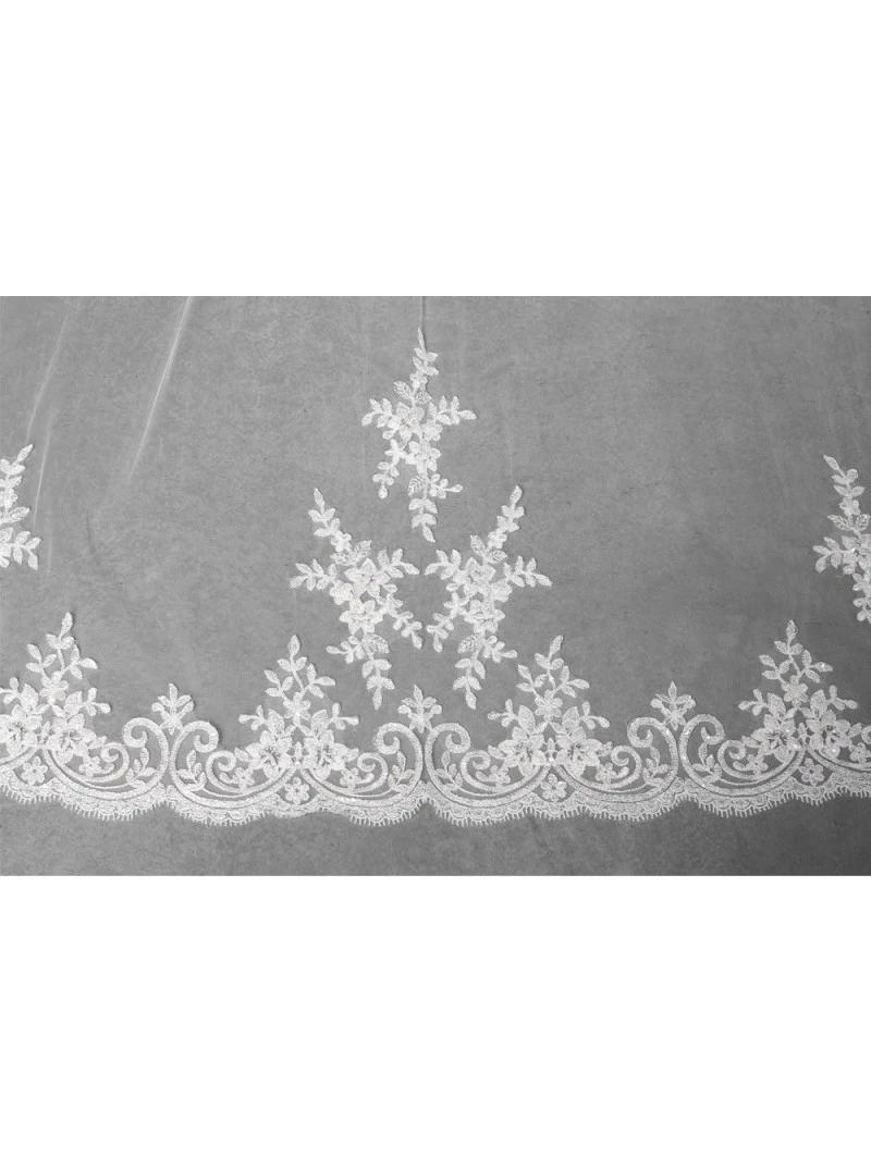 Sluier Met Italiaanse Kant S115-300/1/MED | Poirier 6 Sluier Met Italiaanse Kant S115-300/1/MED | Poirier - Afbeelding 4